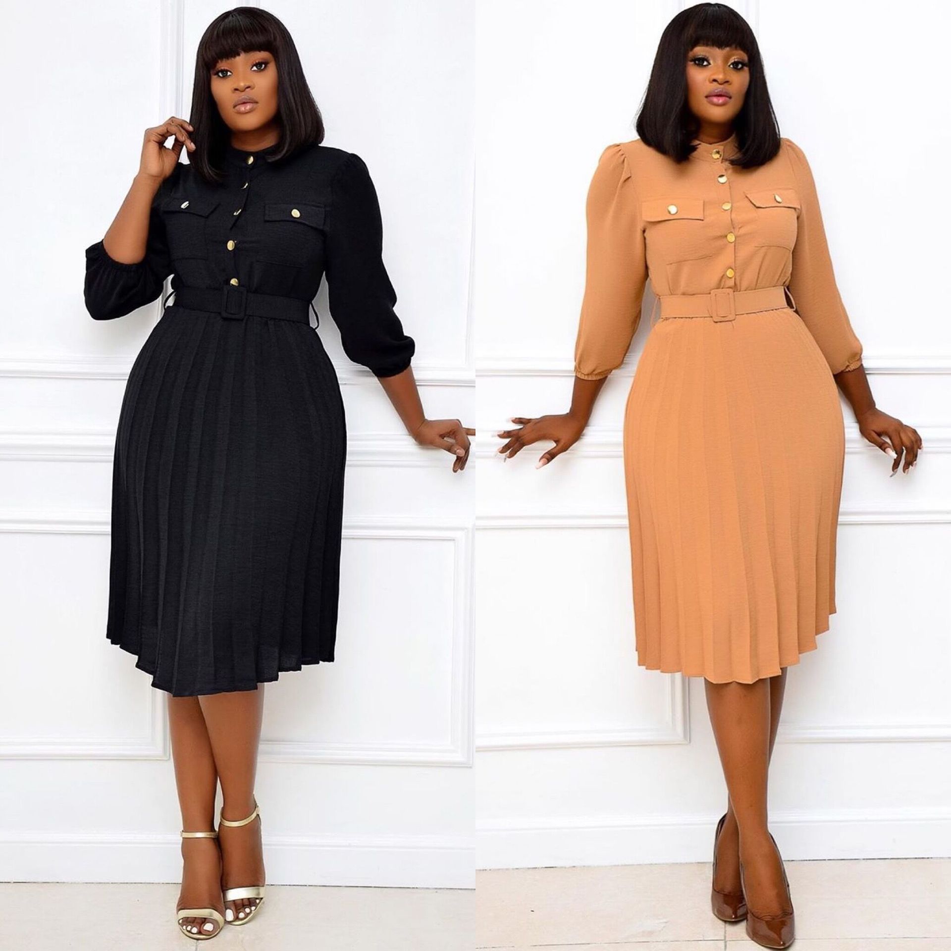 Mid-Length Buttoned Dress