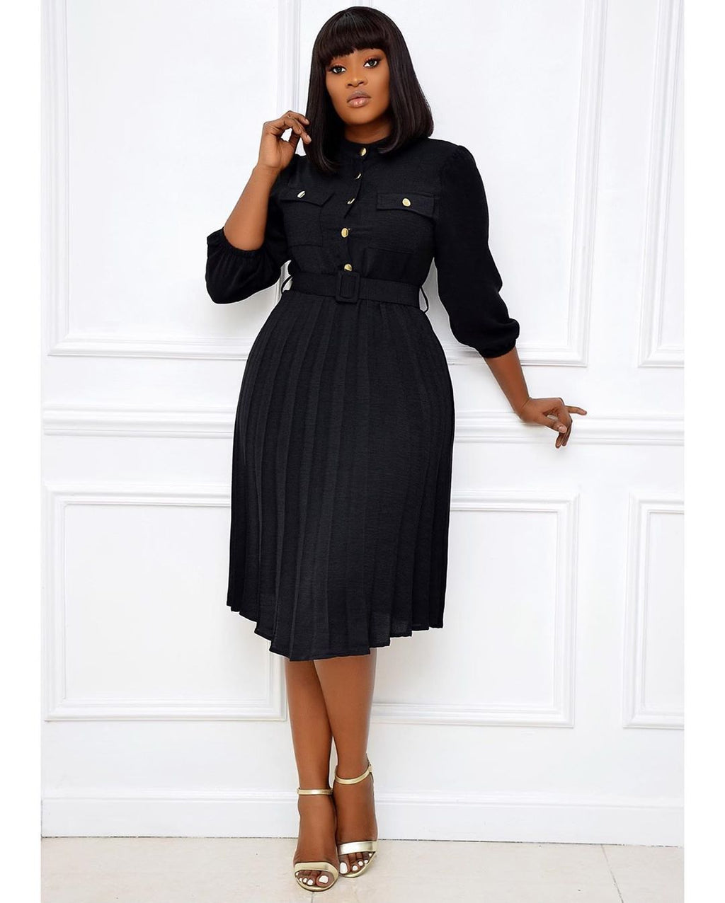 Mid-Length Buttoned Dress