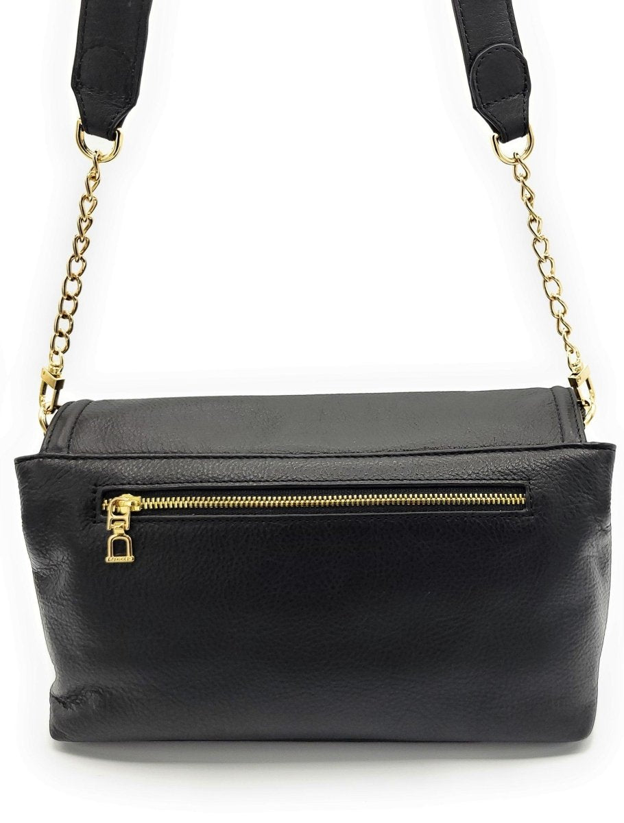 SADDLER ORLA Real Leather Designer Flapover Handbag with Chain Detail Strap - The Apparel Grove