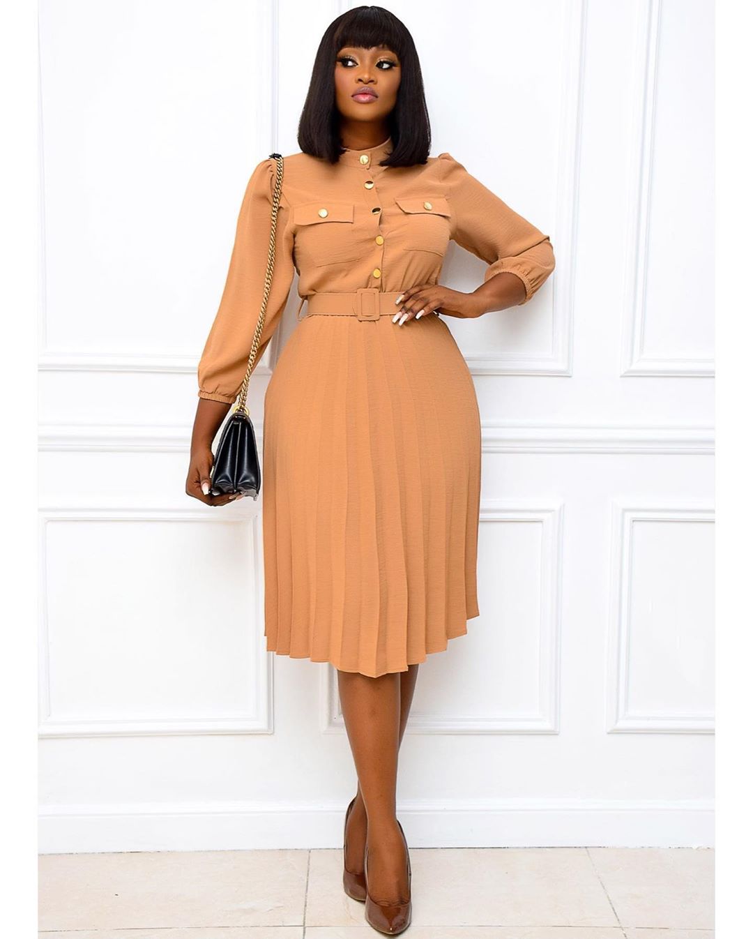 Mid-Length Buttoned Dress