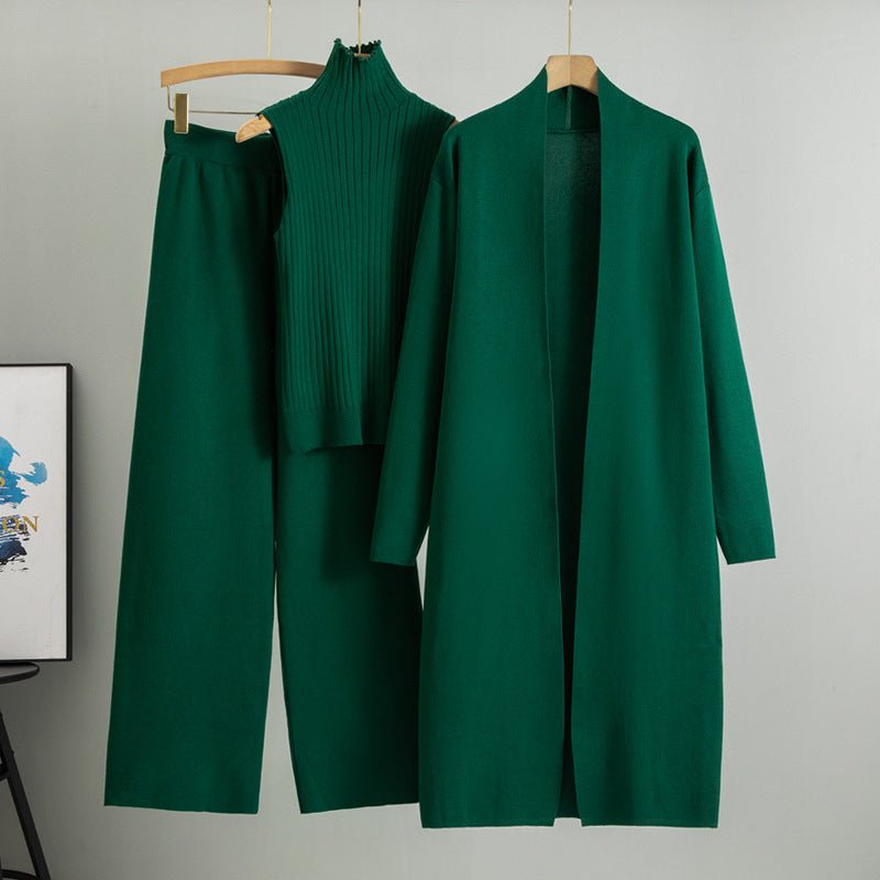 3pcs Vest - Sweater, Wide - Leg Bottoms and Cardigan - The Apparel Grove
