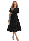 Round Neck Flowy Ruffle Summer Dresses - The Apparel Grove