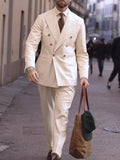 Cream Double - Breasted Men's Suit - The Apparel Grove