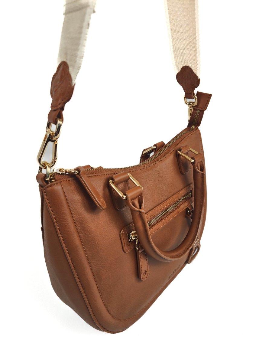 SADDLER "Chloe" Real Leather Twin - Handle Handbag with Crossbody Strap - The Apparel Grove