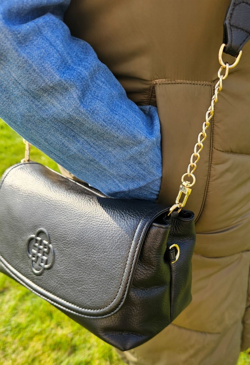 SADDLER ORLA Real Leather Designer Flapover Handbag with Chain Detail Strap - The Apparel Grove