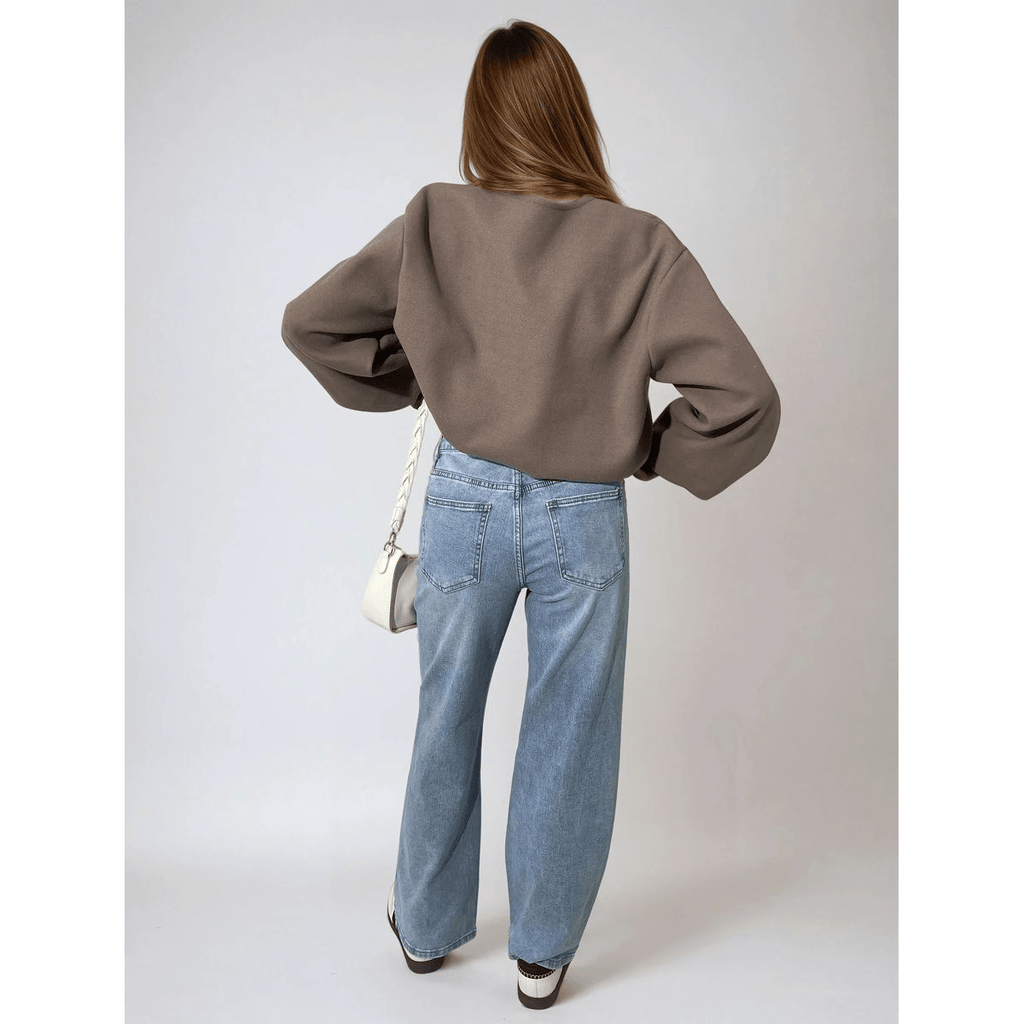Asymmetric Waist Wide Leg Jeans - The Apparel Grove