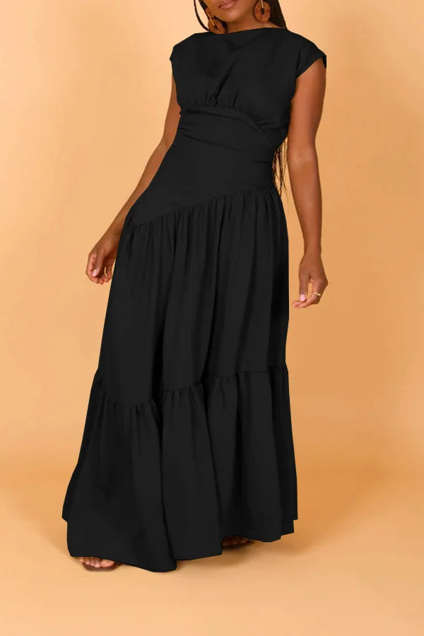 Ruched High Waist Sleeveless Party Dress