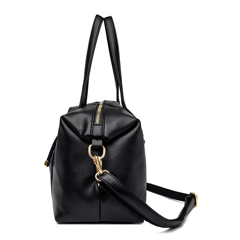 Tote Soft Leather Large Capacity Handbag - The Apparel Grove