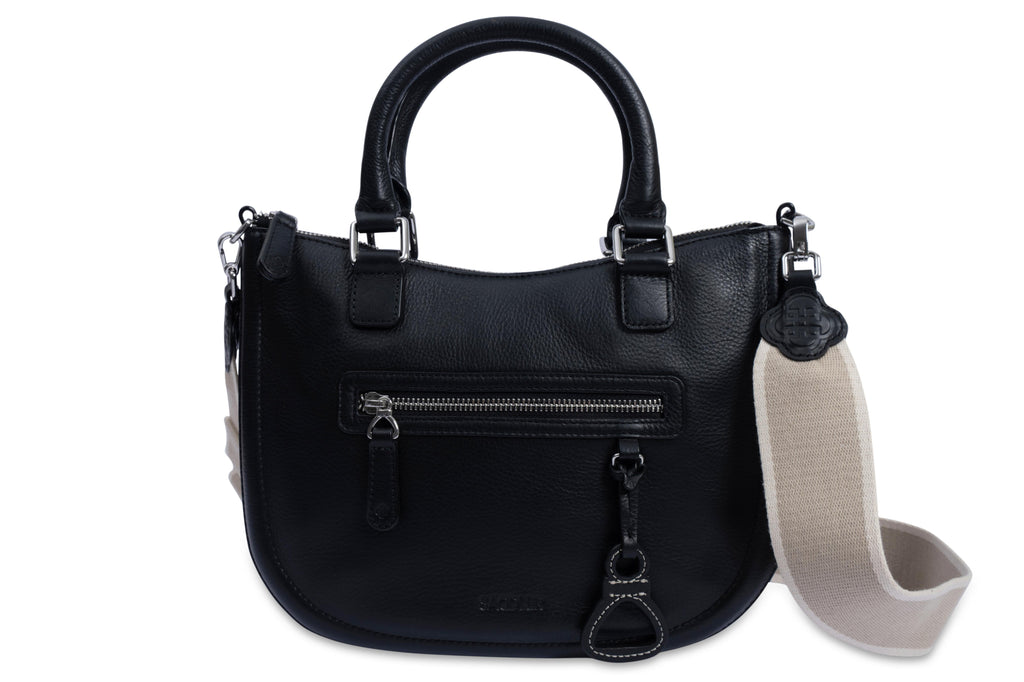 SADDLER "Chloe" Real Leather Twin-Handle Handbag with Crossbody Strap