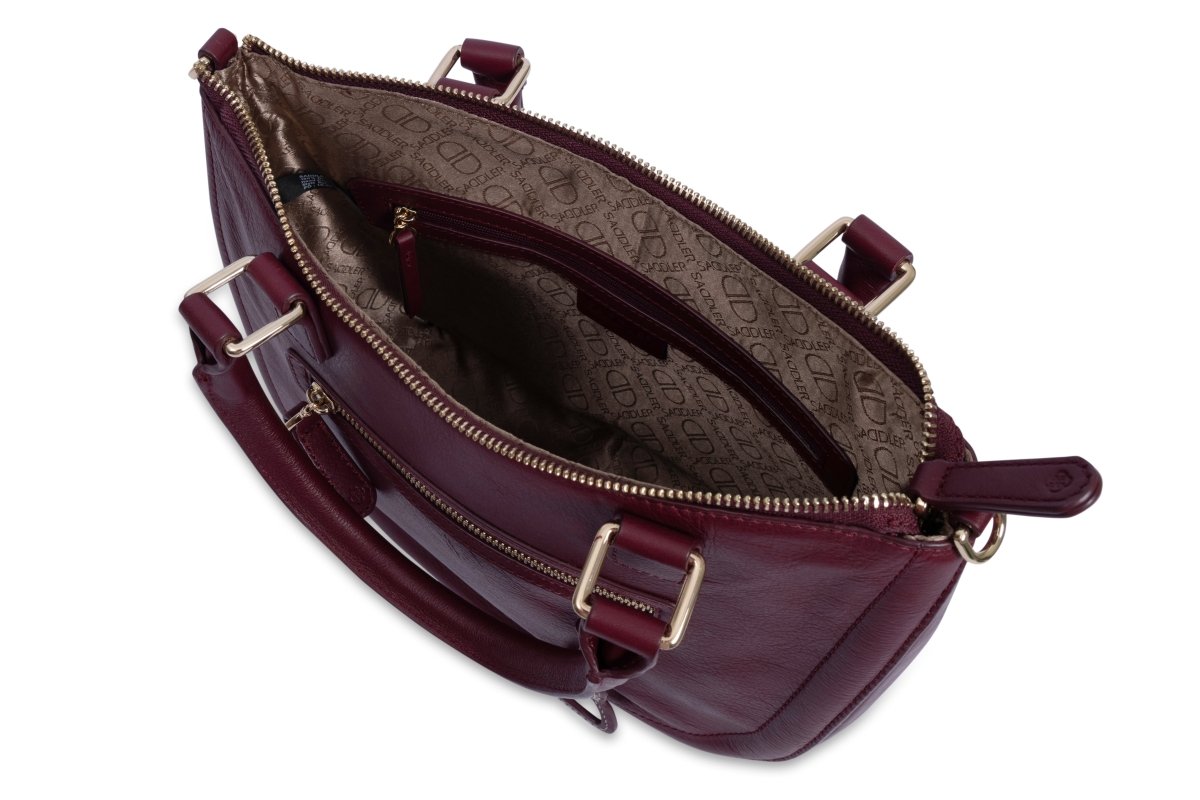 SADDLER "Chloe" Real Leather Twin - Handle Handbag with Crossbody Strap - The Apparel Grove