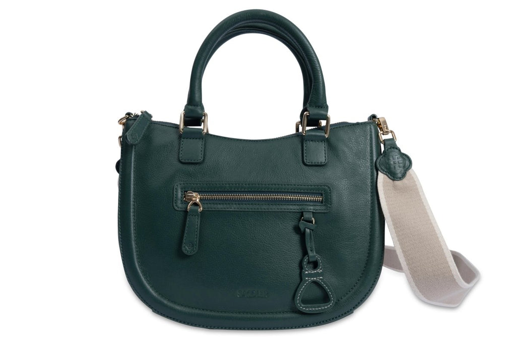 SADDLER "Chloe" Real Leather Twin - Handle Handbag with Crossbody Strap - The Apparel Grove