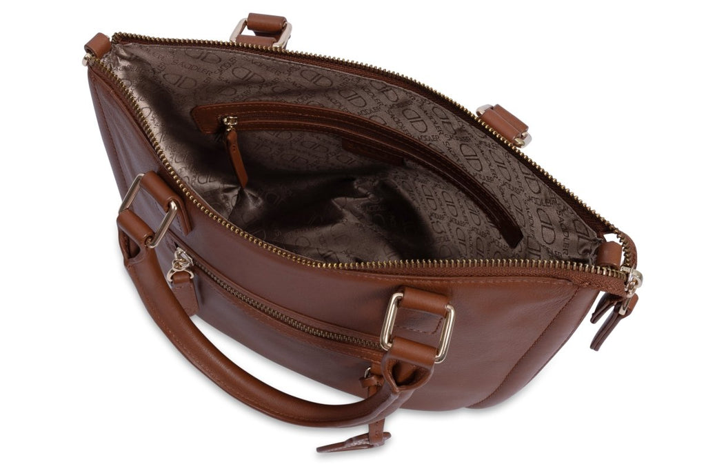 SADDLER "Chloe" Real Leather Twin - Handle Handbag with Crossbody Strap - The Apparel Grove