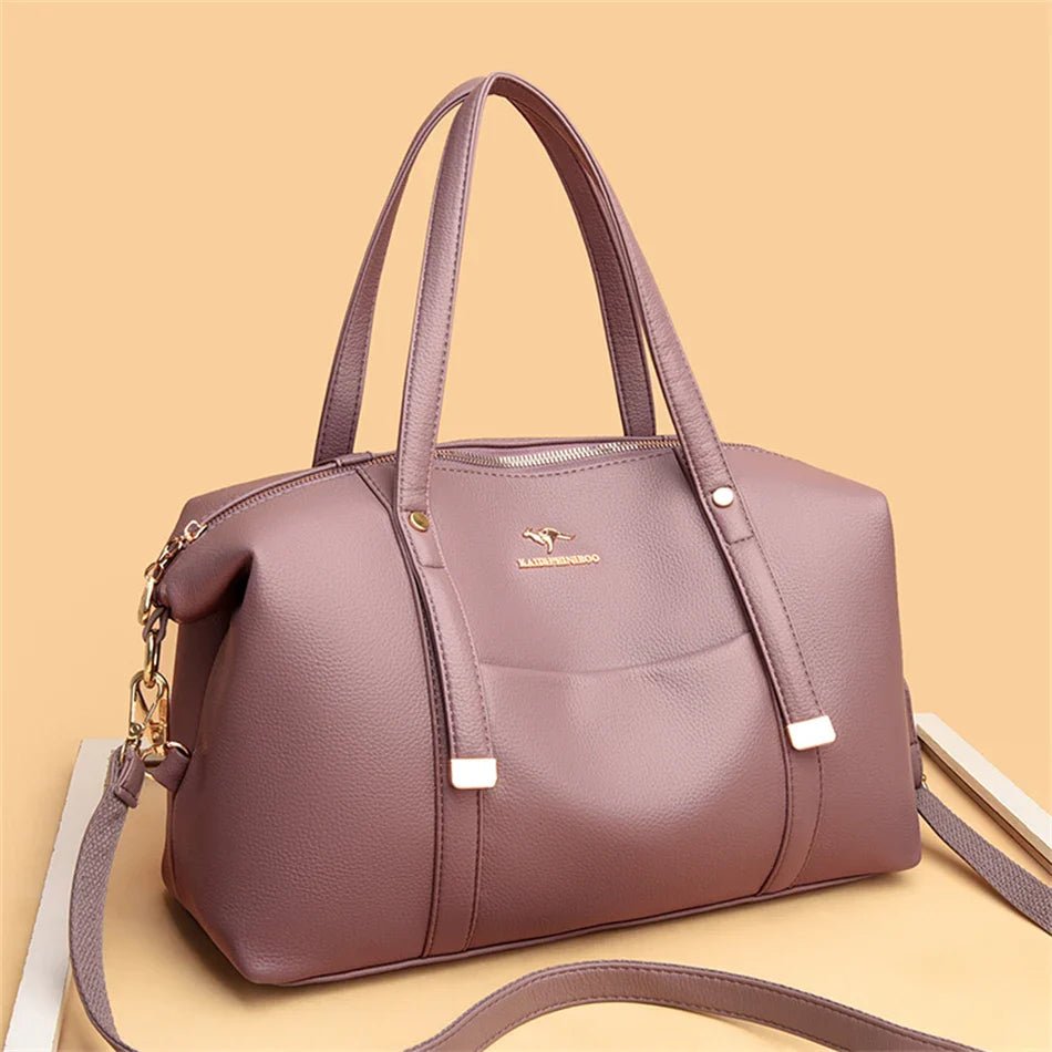 Tote Soft Leather Large Capacity Handbag - The Apparel Grove