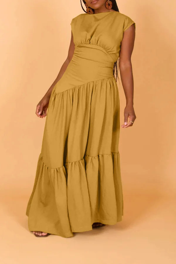Ruched High Waist Sleeveless Party Dress