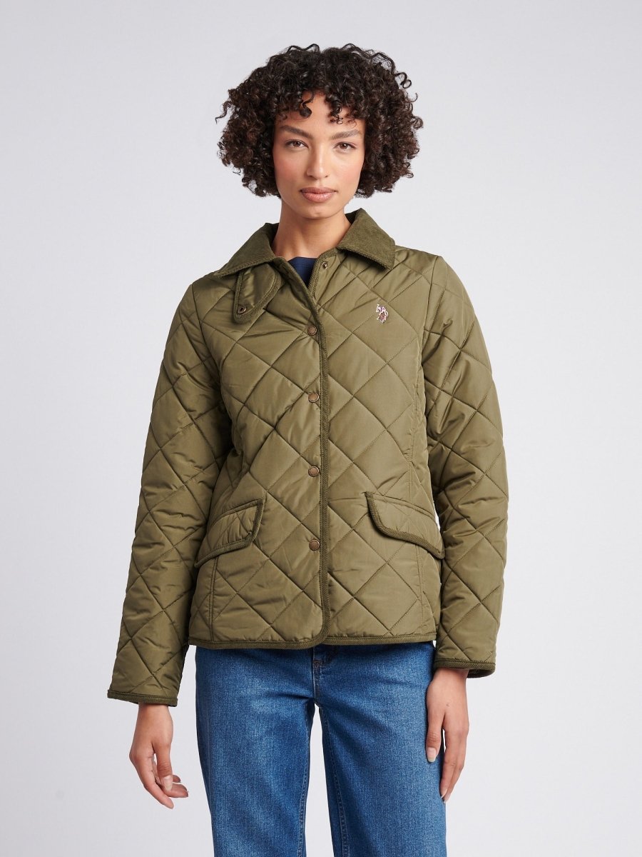 Womens Quilted Country Jacket in Kalamata Green - The Apparel Grove