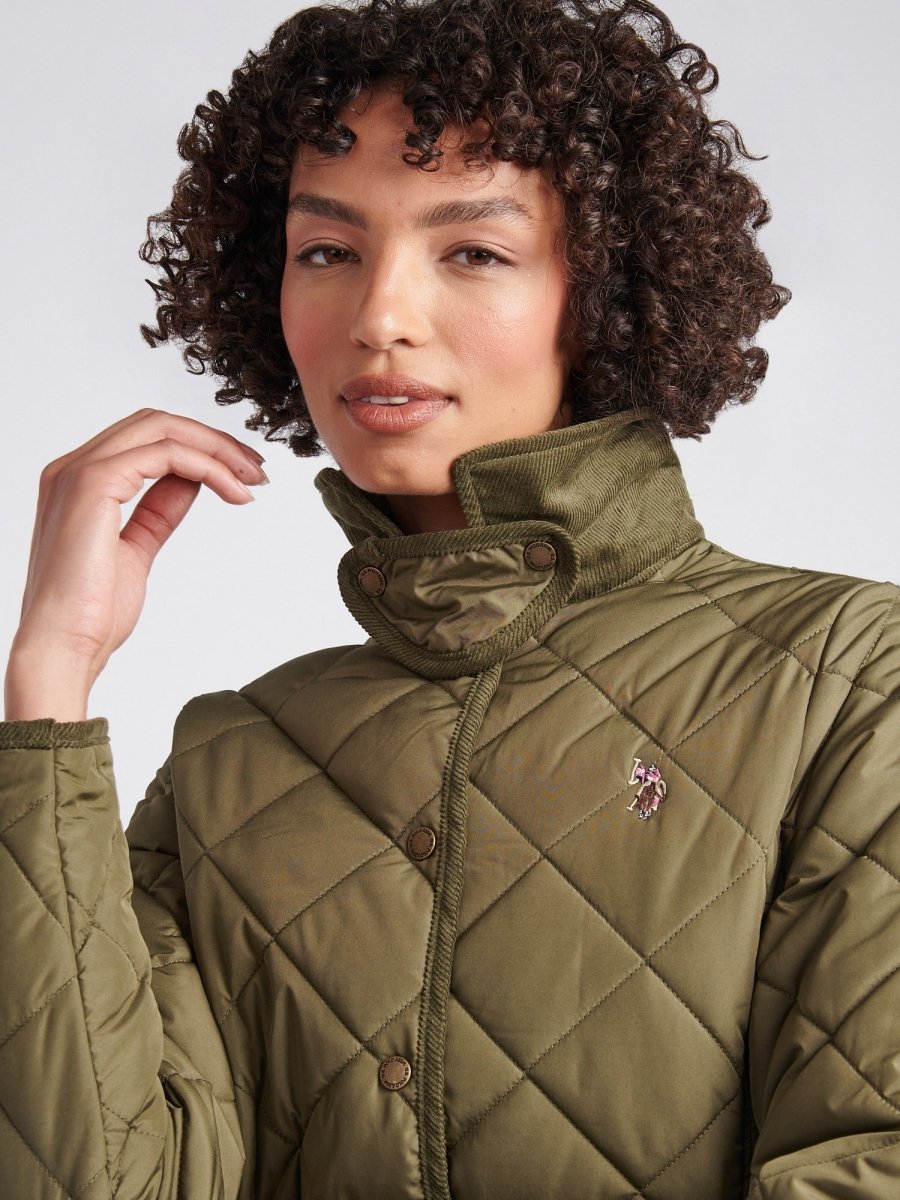 Womens Quilted Country Jacket in Kalamata Green - The Apparel Grove