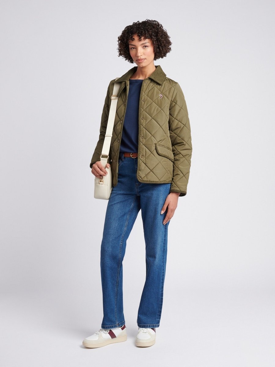 Womens Quilted Country Jacket in Kalamata Green - The Apparel Grove
