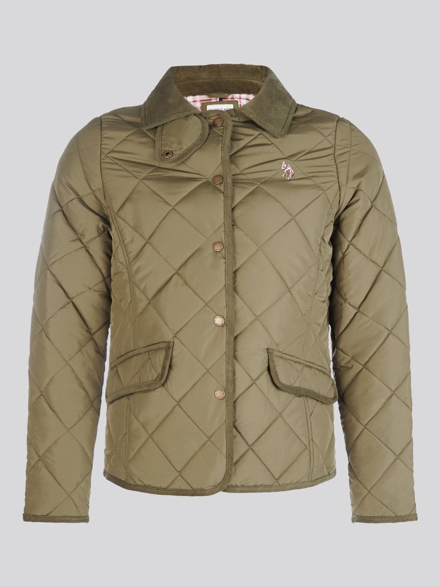 Womens Quilted Country Jacket in Kalamata Green - The Apparel Grove