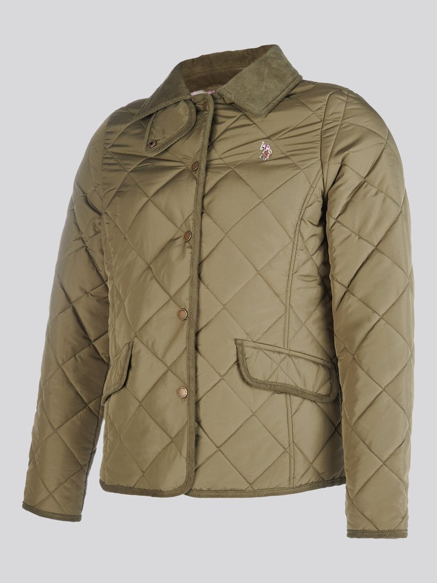 Womens Quilted Country Jacket in Kalamata Green - The Apparel Grove