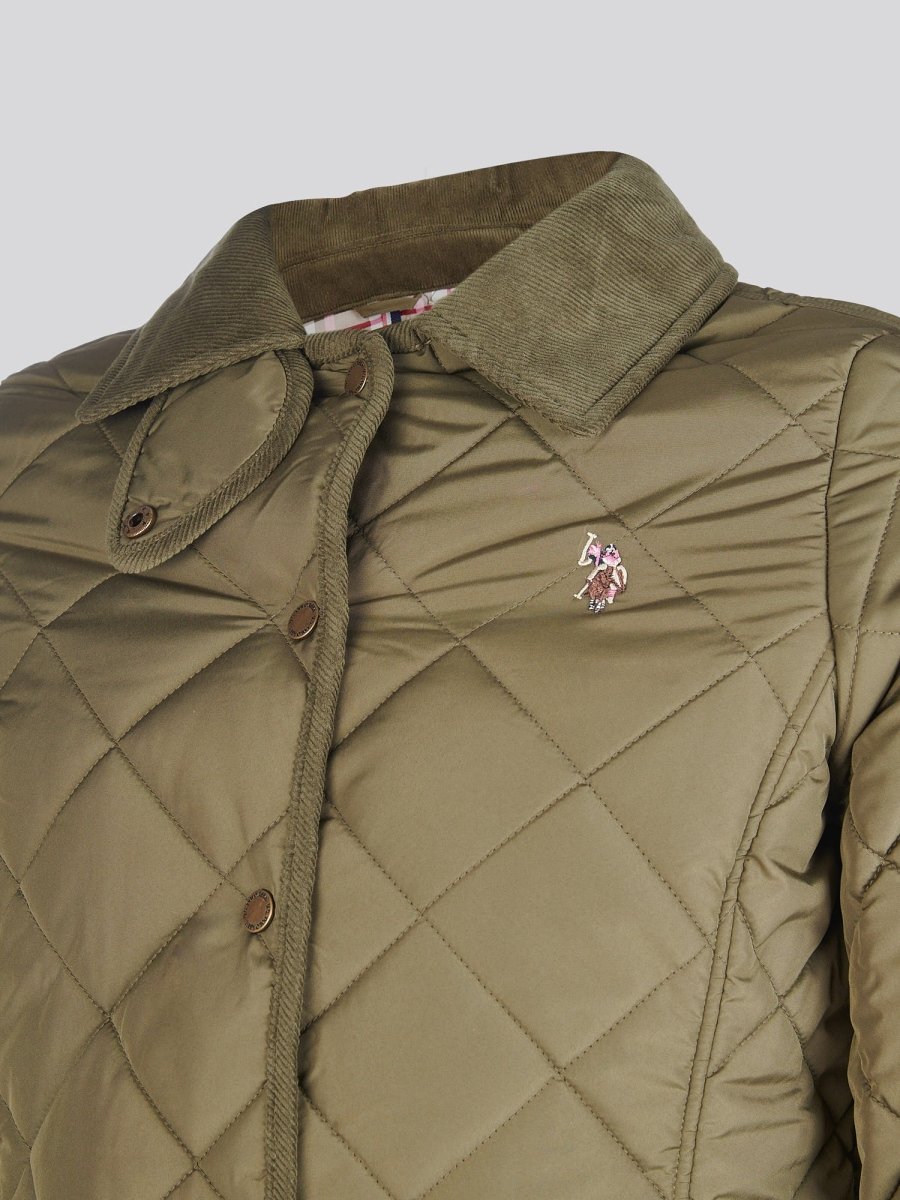 Womens Quilted Country Jacket in Kalamata Green - The Apparel Grove