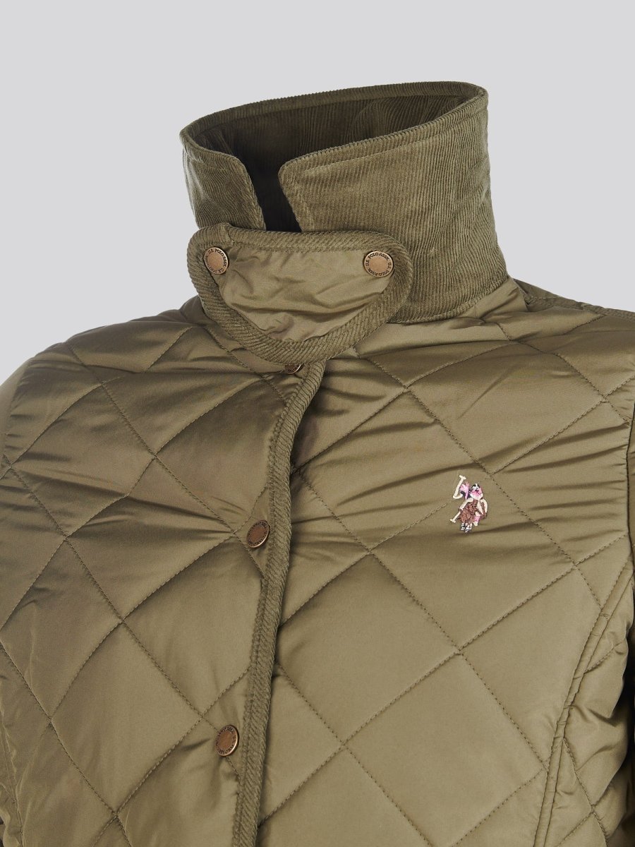 Womens Quilted Country Jacket in Kalamata Green - The Apparel Grove