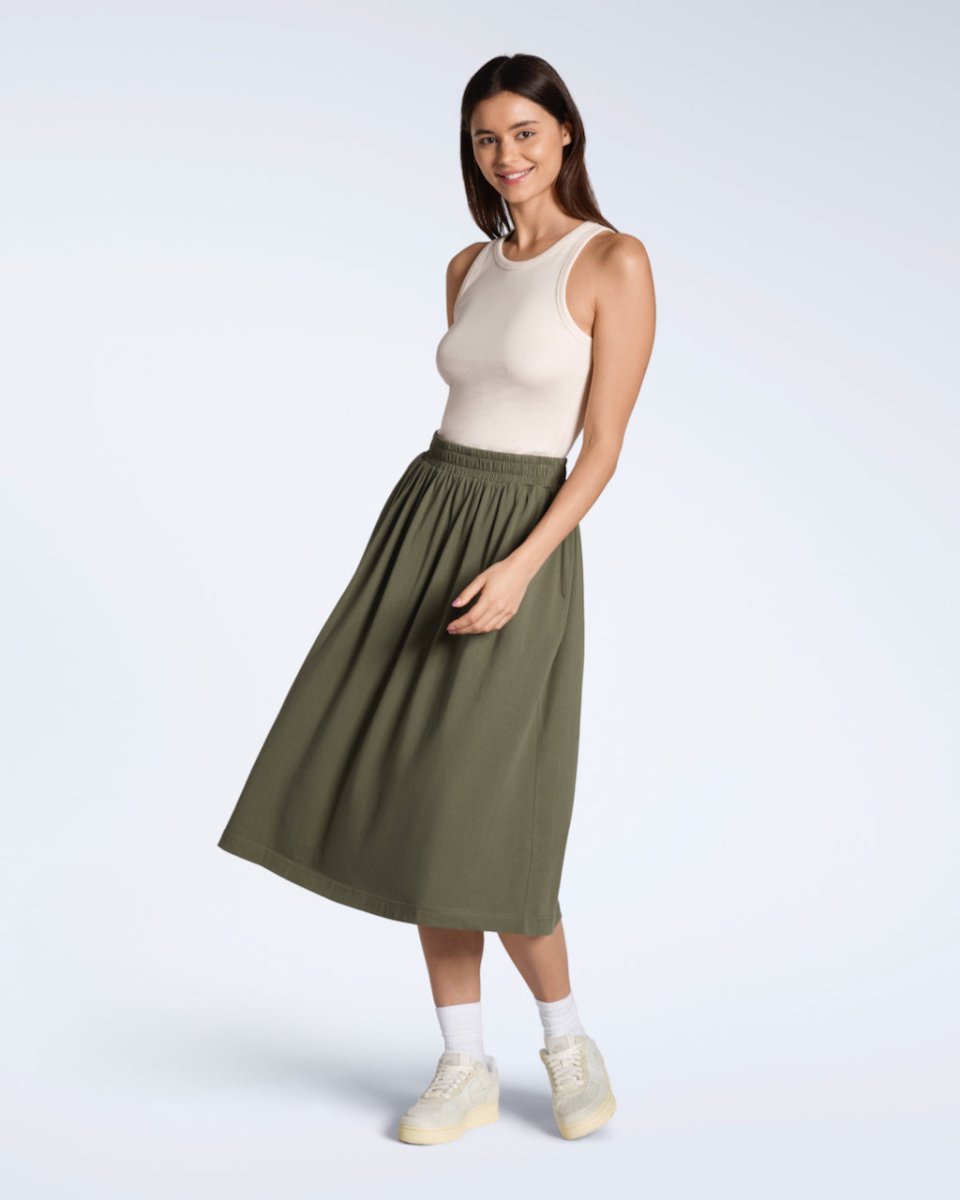 Organic Cotton Midi Skirt - The Apparel Grove
