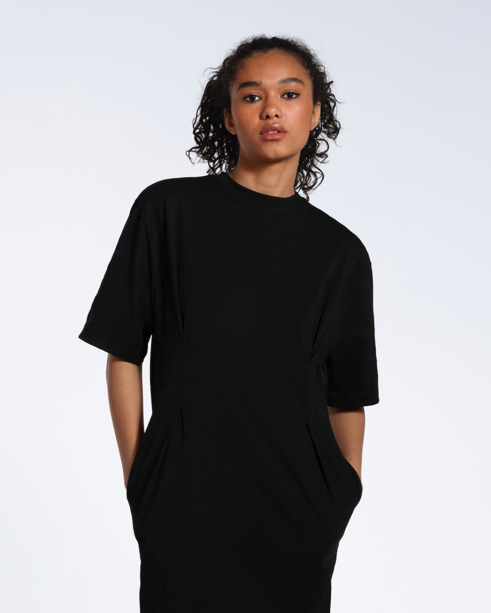 Pleated Waist Organic T-Shirt Dress - The Apparel Grove