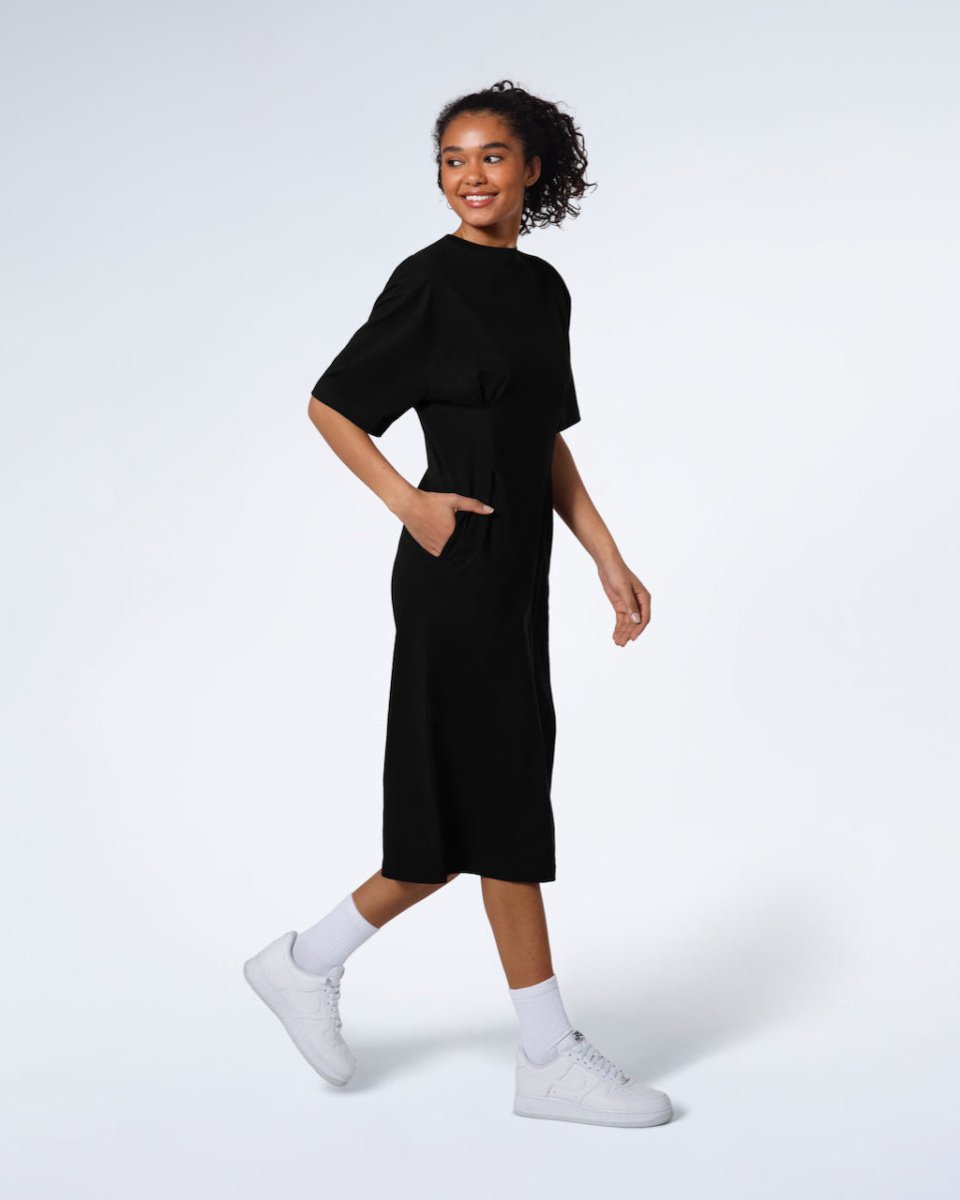 Pleated Waist Organic T-Shirt Dress - The Apparel Grove