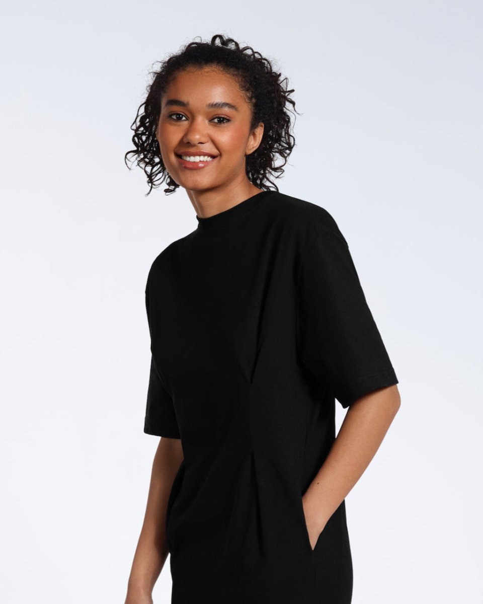 Pleated Waist Organic T-Shirt Dress - The Apparel Grove