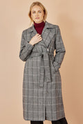 Grey Check Oversize Long Biker Coat - The Apparel Grove