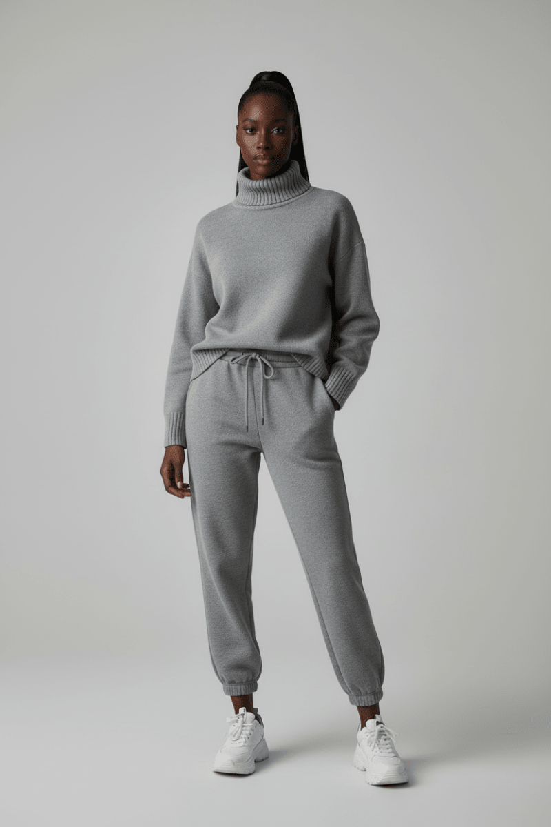 2Pcs Turtleneck & Carrot Jogging Pants - The Apparel Grove