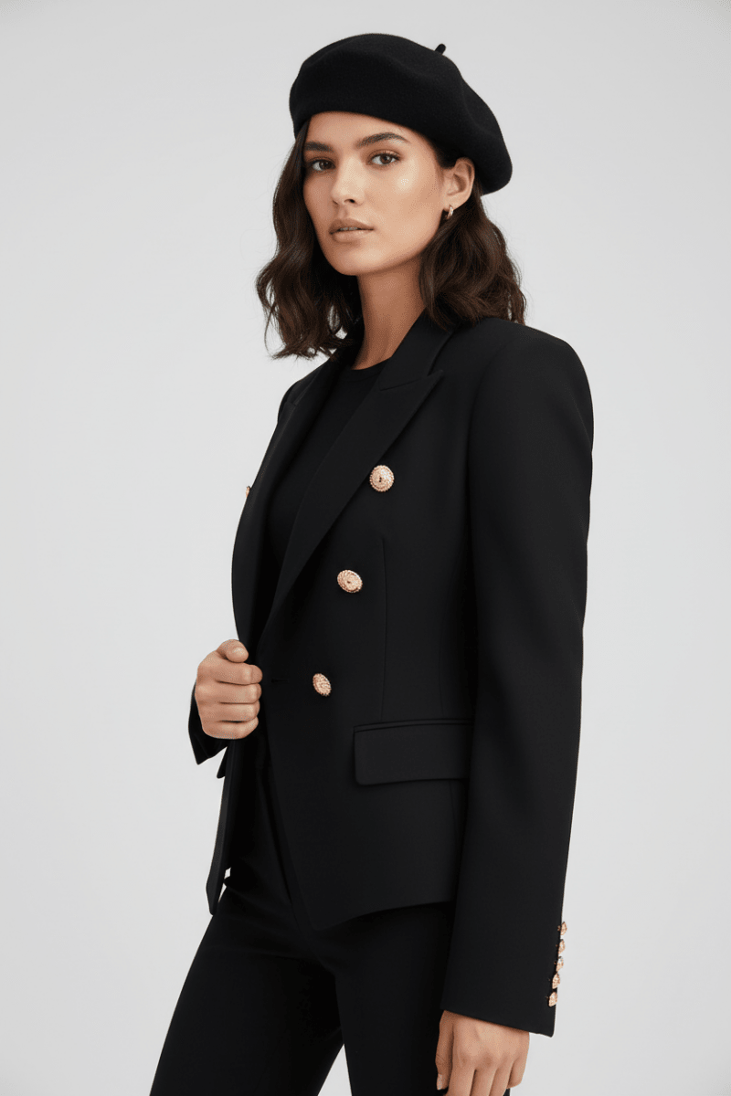 Italian Black Wool Women's Overcoat Coat - The Apparel Grove