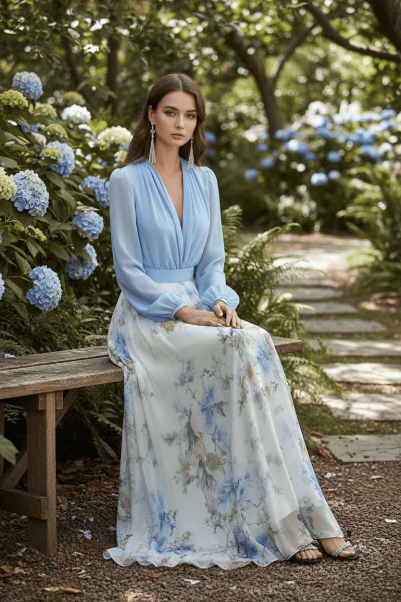 Elegant V - Neck Maxi Dress - The Apparel Grove