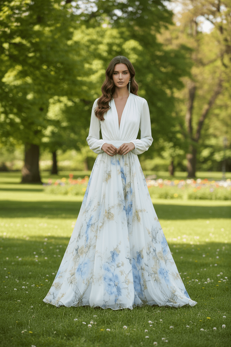 Elegant V - Neck Maxi Dress - The Apparel Grove