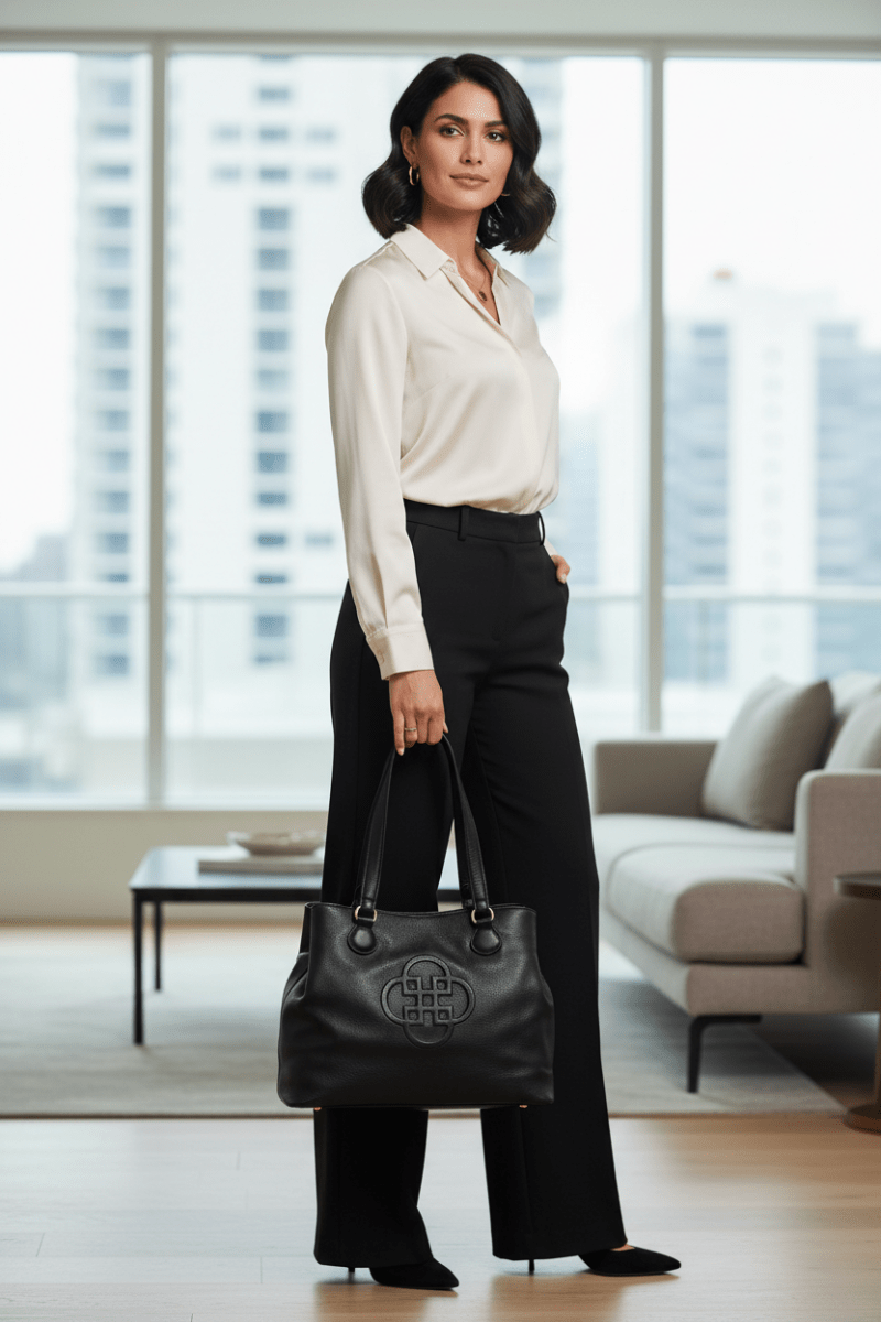 SADDLER ROSIE Real Leather Designer Twin Strap 3 Section Shoulder Bag - The Apparel Grove