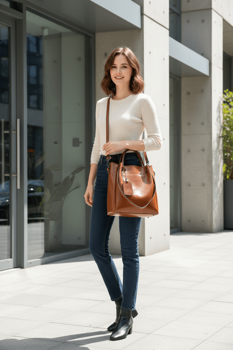 Women's Oil Wax Cattle Leather Bag - The Apparel Grove